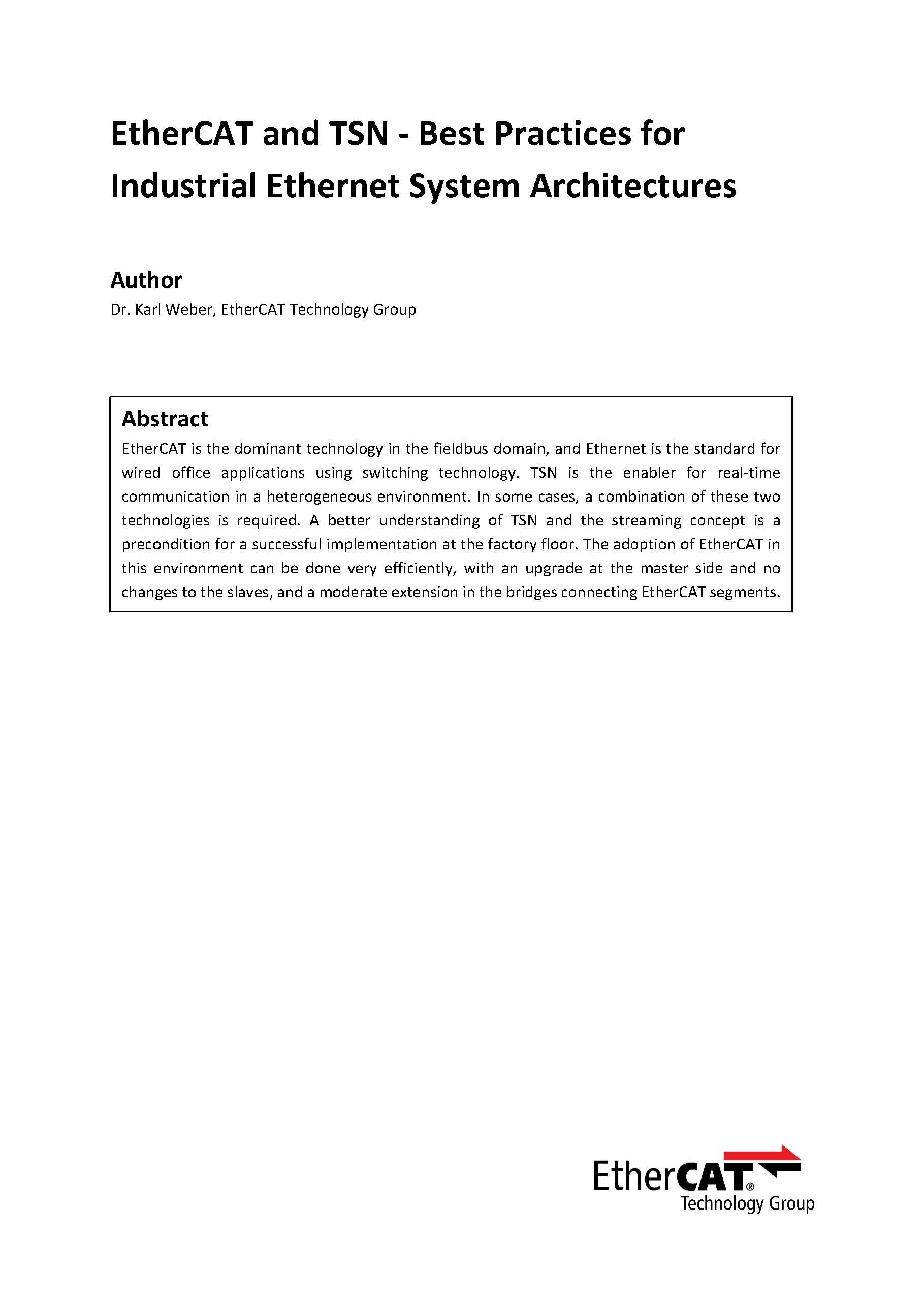 EtherCAT and TSN